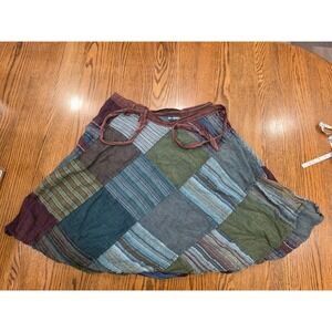 The Little Bazaar Cotton Patchwork Wrap Skirt Boho Gypsy Goblincore Hippie LG